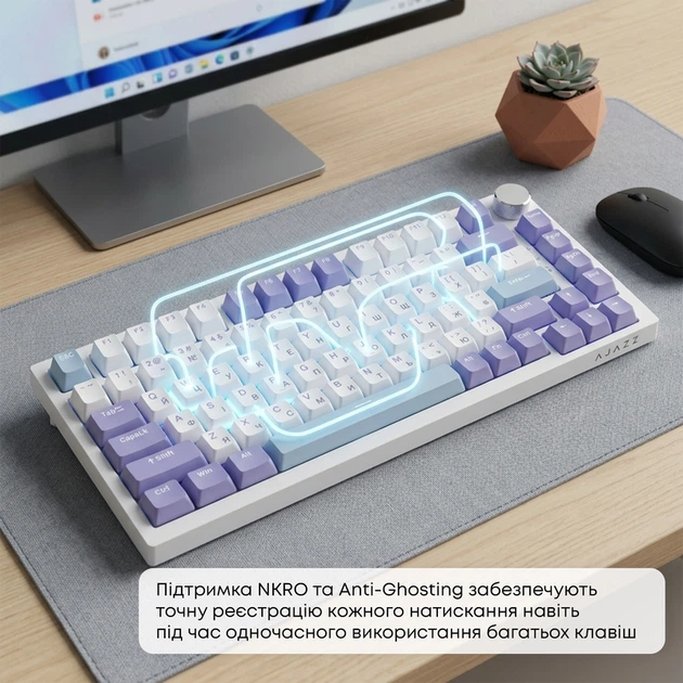 Дротова механічна клавіатура Ajazz AK820 Sea Salt Switch White (AK820-SS-PWB) - изображение 15
