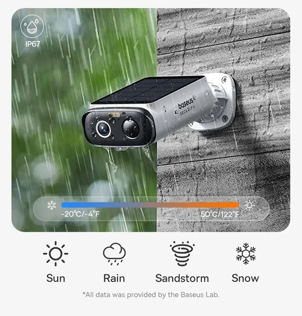 Беспроводная солнечная камера видеонаблюдения Baseus Security S1 Lite (2K, IP67, Wi-Fi) - изображение 4