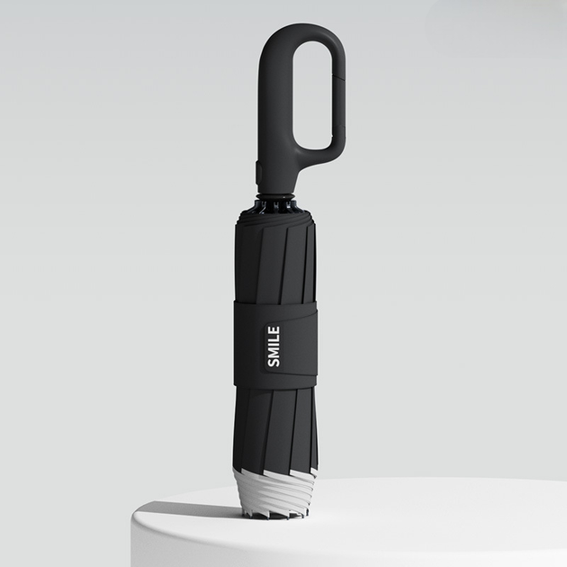 Зонт Xiaomi Zuodu Smile автоматический складной зонтик антиветер 10 спиц с карабином усиленный каркас мужской женский унисекс от дождя для города и путешествий купол 106 см быстросохнущий, черный - Фото 14 Зонт Xiaomi Zuodu Smile автоматический складной зонтик антиветер 10 спиц с карабином усиленный каркас мужской женский унисекс от дождя для города и путешествий купол 106 см быстросохнущий, черный - изображение 14