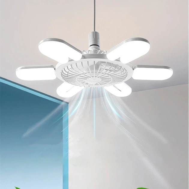LED лампа с вентилятором AY1033 60W E28 складная потолочная с охлаждением пластиковая белая - изображение 3