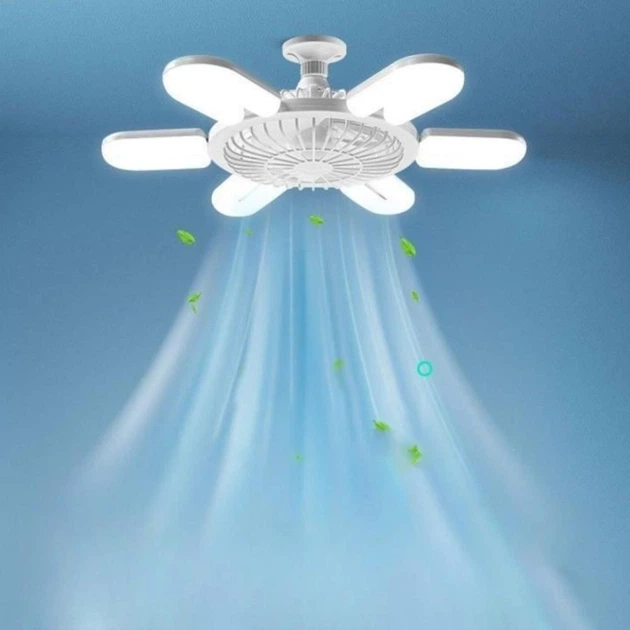 LED лампа с вентилятором AY1033 60W E28 складная потолочная с охлаждением пластиковая белая - изображение 8