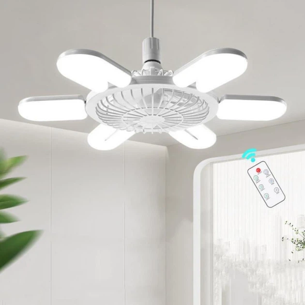 LED лампа с вентилятором AY1033 60W E28 складная потолочная с охлаждением пластиковая белая - изображение 9