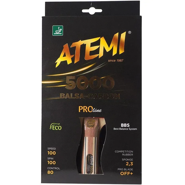 Ракетка для настільного тенісу Atemi 5000 PRO Balsa-Carbon ECO-Line - Фото 3 Ракетка для настільного тенісу Atemi 5000 PRO Balsa-Carbon ECO-Line - изображение 3