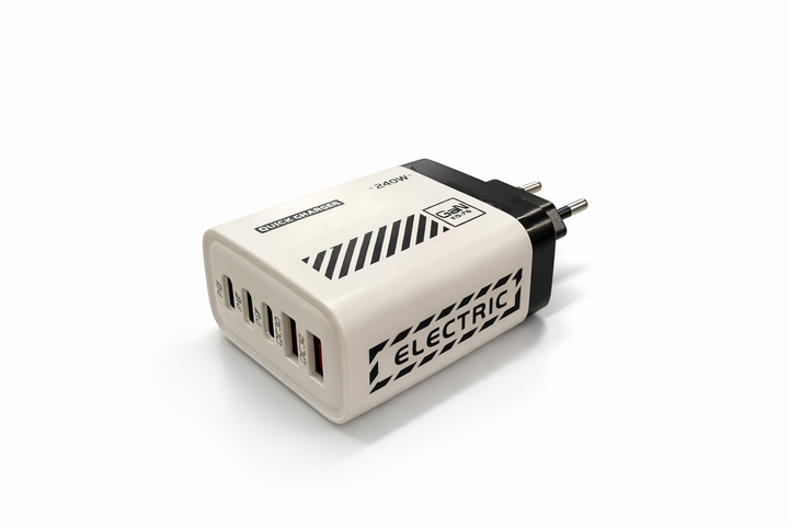 Блок живлення зі швидкою зарядкою, 240W на 5 портів (2×USB + 3×Type-C, QC 3.0) - Фото 4 Блок живлення зі швидкою зарядкою, 240W на 5 портів (2×USB + 3×Type-C, QC 3.0) - зображення 4