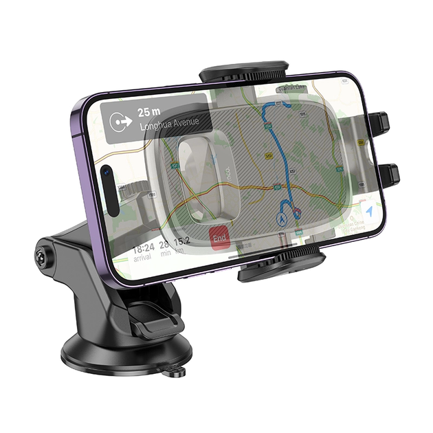 Автотримач для телефона HOCO H15 Fair push-type car holder(center console) Black - зображення 5