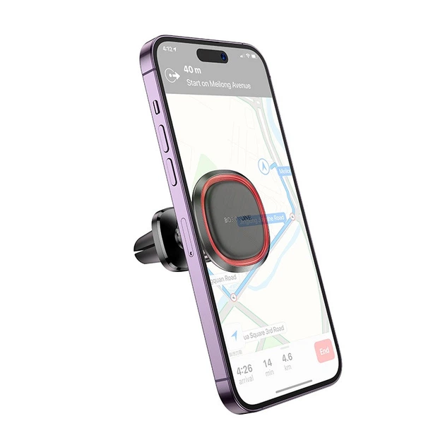 Автотримач для телефона BOROFONE BH124 Roman magnetic car holder (air outlet) Black and Red - зображення 5