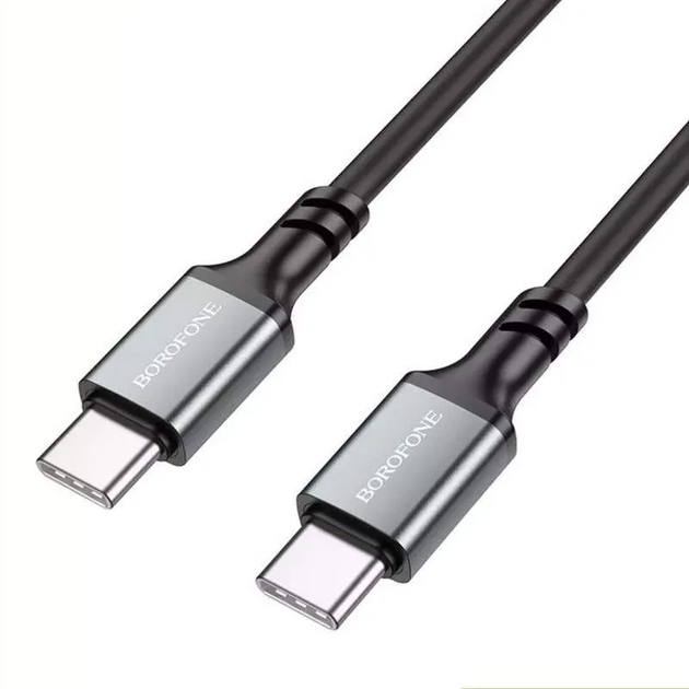 Кабель BOROFONE BX83 Type-C to Type-C Famous 60W silicone charging data cable Black - Фото 1 Кабель BOROFONE BX83 Type-C to Type-C Famous 60W silicone charging data cable Black - изображение 1