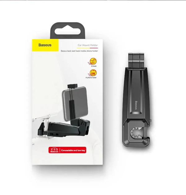 Автотримач для телефона Baseus Backseat Vehicle Phone Holder Hook Black - Фото 2 Автотримач для телефона Baseus Backseat Vehicle Phone Holder Hook Black - изображение 2