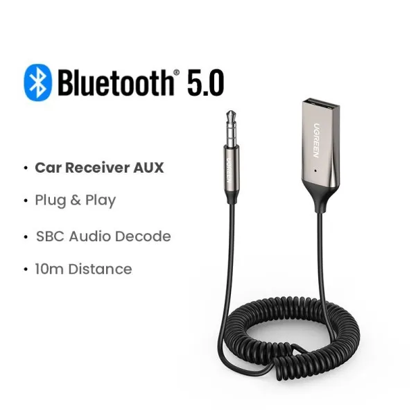Bluetooth-ресивер UGREEN CM309 Bluetooth Car Receiver Aux with Mic Space Gray - изображение 4