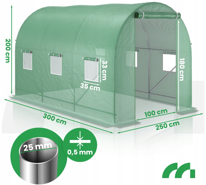 Теплиця-парник садова Maltec 7.5 м² 2.5x3x2 м для дачі та городу - зображення 8