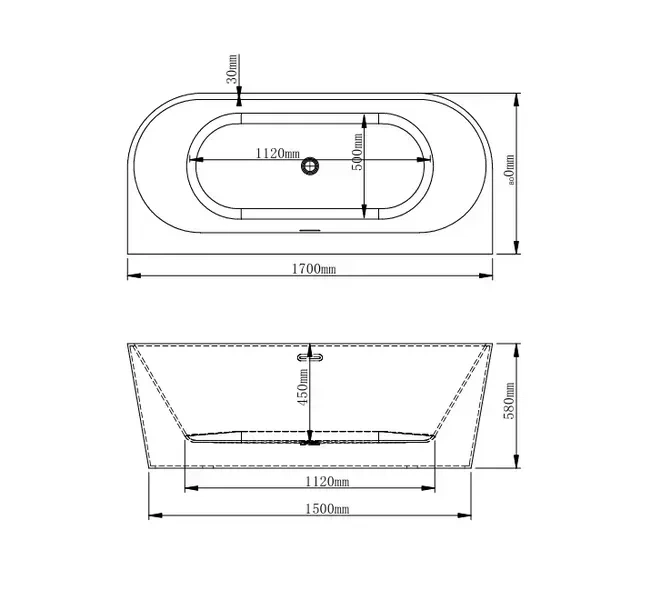 Ванна Beyond CAVALLINO 170 x 80 пристінна - Фото 2 Ванна Beyond CAVALLINO 170 x 80 пристінна - зображення 2