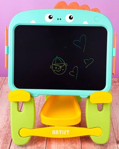 Дитячий мольберт - планшет для малювання LCD кольоровий зі стільчиком, кольоровий, мольберт 13 дюймів W5002-1-2-3 Динозаврик - зображення 3