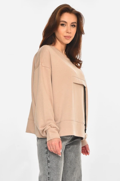Кофта жіноча однотонна бежевого кольору Fashion розмір 44-46 (213164) - Фото 2 Кофта жіноча однотонна бежевого кольору Fashion розмір 44-46 (213164) - зображення 2