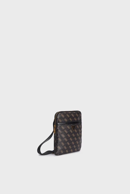 Чоловіча темно-коричнева сумка з візерунком VEZZOLA SMART CROSSBODY FLAT Guess OS HMEVZLP2223 - изображение 3