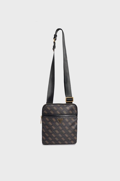 Чоловіча темно-коричнева сумка з візерунком VEZZOLA SMART CROSSBODY FLAT Guess OS HMEVZLP2223 - изображение 5