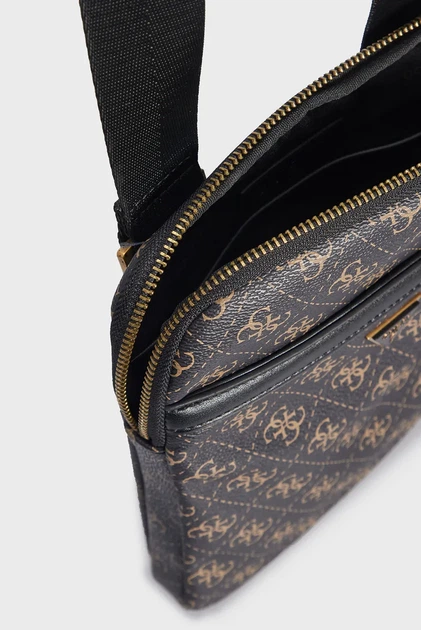Чоловіча темно-коричнева сумка з візерунком VEZZOLA SMART CROSSBODY FLAT Guess OS HMEVZLP2223 - изображение 6