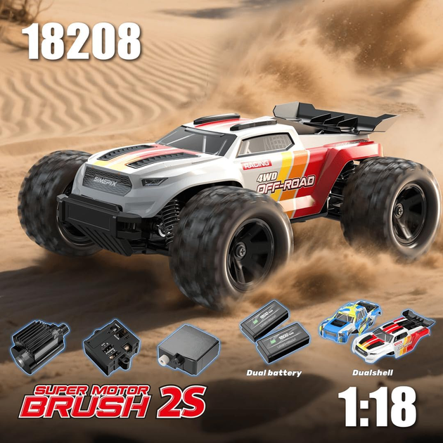 RC машинка MJX Hyper Go 18208 4WD Brushless з металевою трансмісією, дрифт та офроуд модель 1:18, 2 АКБ, 2 корпуси - зображення 5
