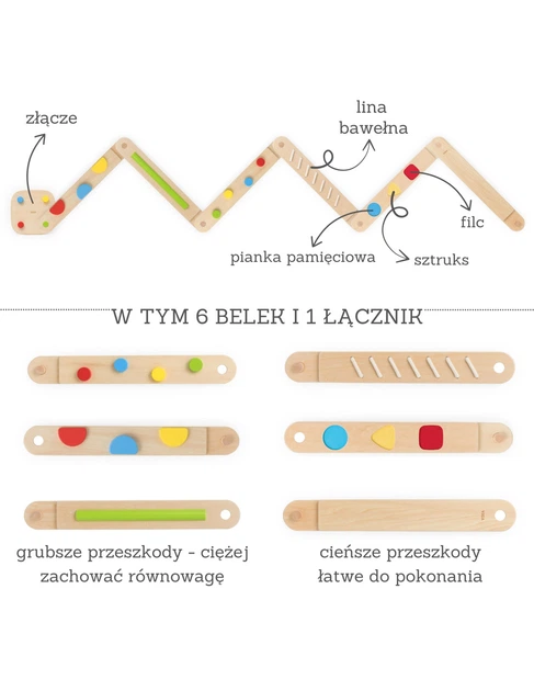 Drewniana równoważnia modułowa Viga Toys Ścieżka Sensoryczna (6971608447921) - obraz 3