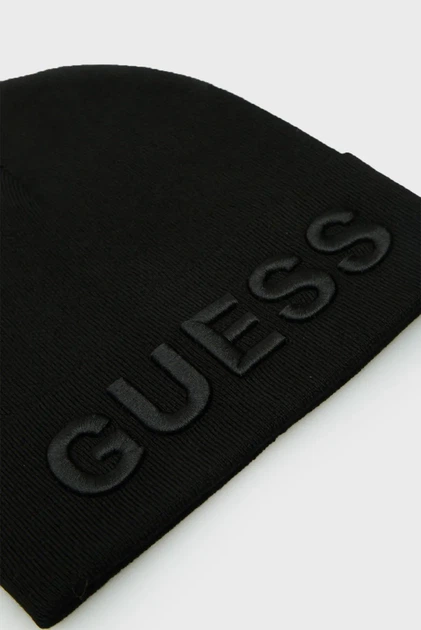 Чоловіча чорна шапка MAXI LOGO KNIT BEANIE Guess L AM5027POL01 - Фото 3 Чоловіча чорна шапка MAXI LOGO KNIT BEANIE Guess L AM5027POL01 - изображение 3