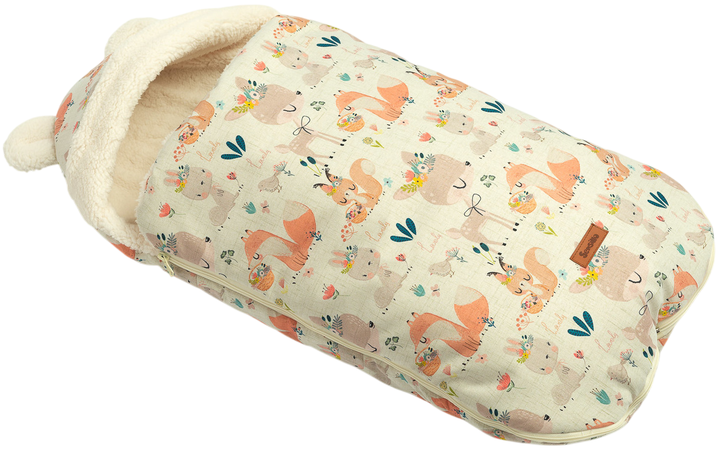 Śpiworek Sensillo Vintage do wózka lub fotelika beżowy z wzorem zwierzęta 43 × 80 cm (5908310396347) - obraz 2