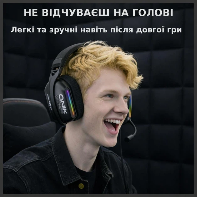 Бездротові ігрові навушники Onikuma GT808 геймерська Bluetooth гарнітура з мікрофоном та RGB Black (19118) - зображення 8