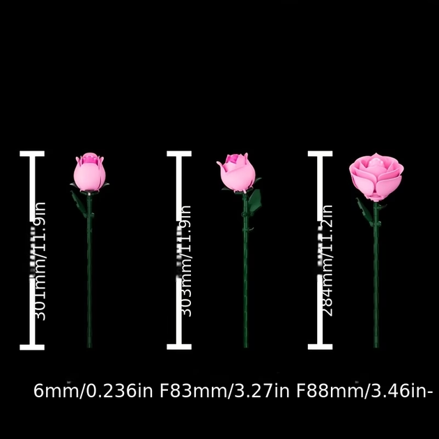 Конструктор “Pink Rose” розовые розы 436 деталей, декоративный букет из конструктора - Фото 3 Конструктор “Pink Rose” розовые розы 436 деталей, декоративный букет из конструктора - изображение 3