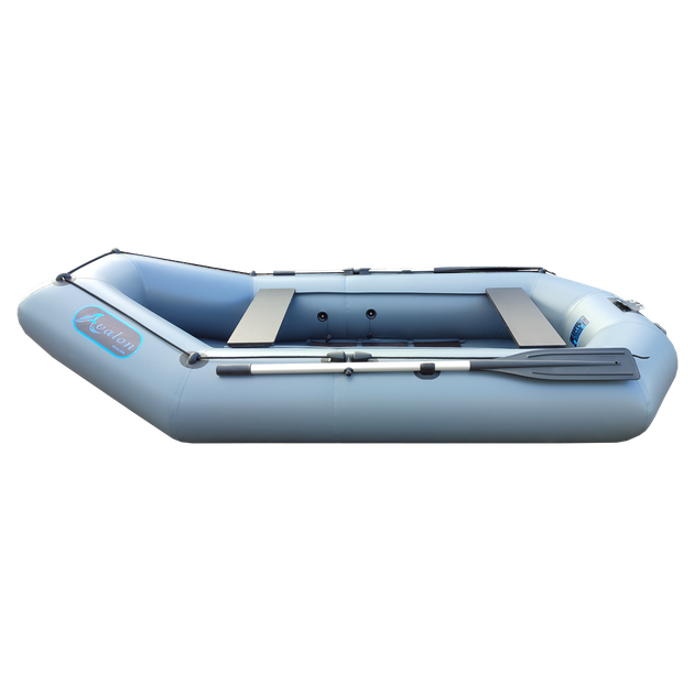 Надувная двухместная лодка ПВХ Avalon А280 / 2,8 м / 2-х местный / гребной / рельсовый настил / передвижные сиденья / ⌀38 см / Серый - Фото 4 Надувная двухместная лодка ПВХ Avalon А280 / 2,8 м / 2-х местный / гребной / рельсовый настил / передвижные сиденья / ⌀38 см / Серый - изображение 4