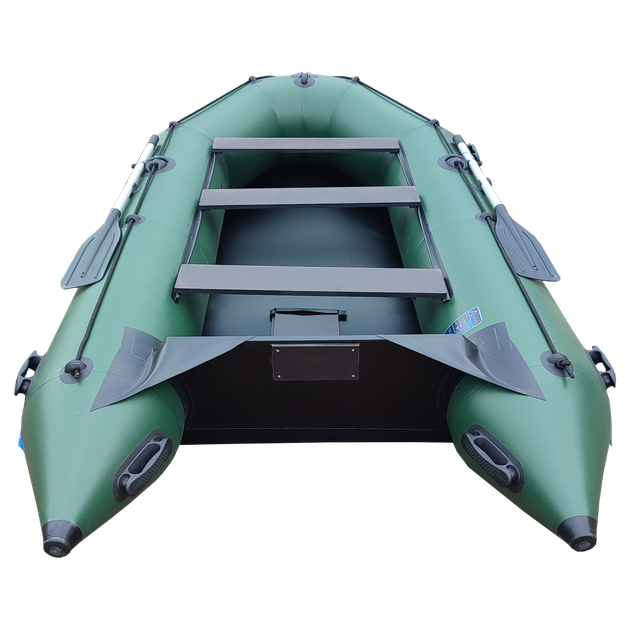 Надувний п'ятимісний човен ПВХ Avalon АТ350 / 3,5 м / 5-х місний / моторний / рейковий настил / пересувні сидіння / ⌀44 см / Зелений - зображення 5