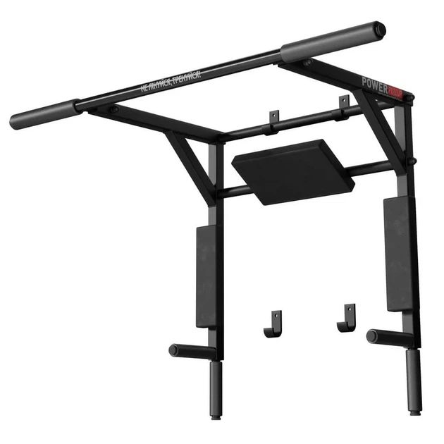 Турник PullUp 3в1 настенный + брусья с упором для пресса / 2 хвата / разборный / черный / (P-3030) - изображение 6