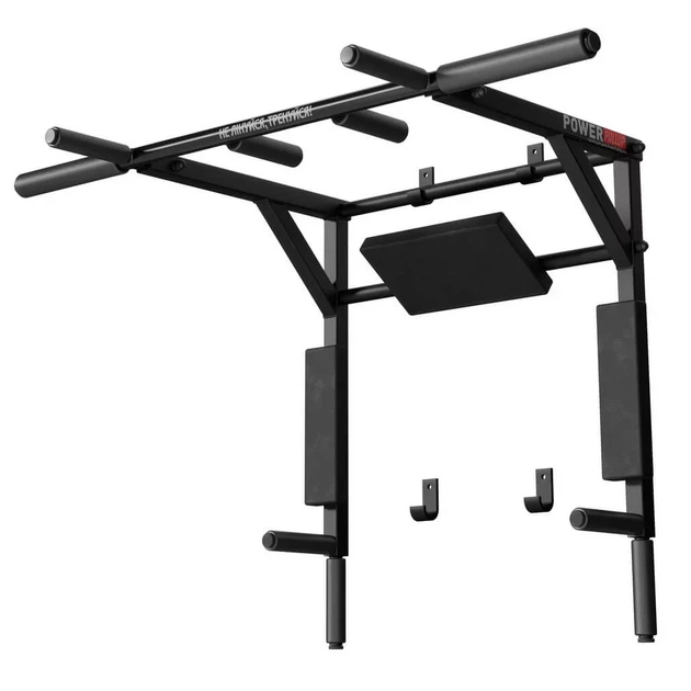 Турник PullUp 3в1 настенный + брусья с упором для пресса / 4 хвата / разборный / черный / (P-3033) - изображение 3
