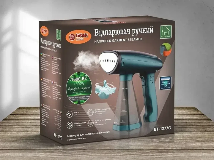 Ручной отпариватель для одежды Bitek BT-1277G 200 мл 1600Вт Парогенератор для глажки одежды Зеленый - изображение 4