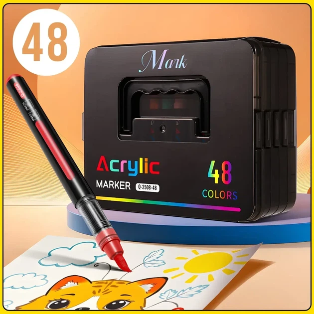 Маркер для творчества Acrylic MAP-14, 48 цветов, акриловые, кистевые - изображение 2