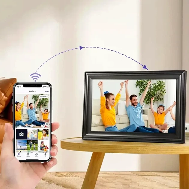 Цифрова фоторамка 10.1 дюйма 5V 2A Wi-Fi для фото та відео Frameo чорна - зображення 2