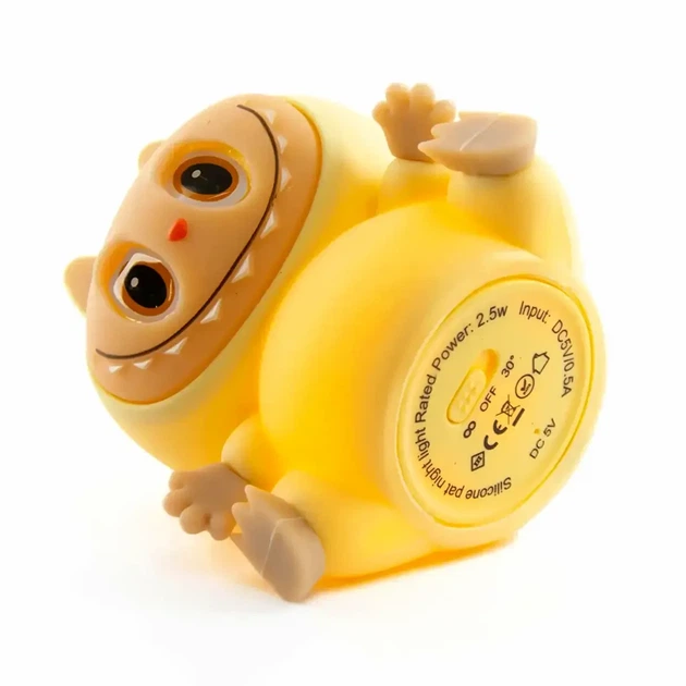 Ночник аккумуляторный Labubu желтый 2.5 Вт 14x11x8.5 см USB светодиодный из силикона для детей - изображение 7