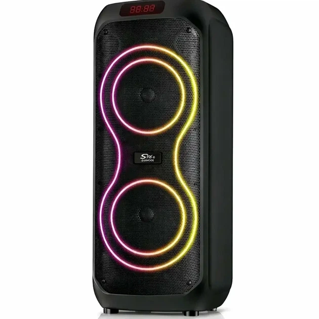 Портативна колонка Bluetooth 40Вт 2х8 дюймів RGB LED з мікрофоном та пультом ZQS8255 чорна - Фото 2 Портативна колонка Bluetooth 40Вт 2х8 дюймів RGB LED з мікрофоном та пультом ZQS8255 чорна - зображення 2
