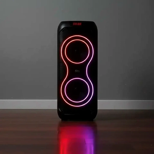 Портативна колонка Bluetooth 40Вт 2х8 дюймів RGB LED з мікрофоном та пультом ZQS8255 чорна - Фото 8 Портативна колонка Bluetooth 40Вт 2х8 дюймів RGB LED з мікрофоном та пультом ZQS8255 чорна - зображення 8