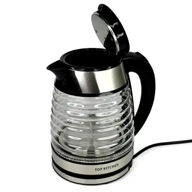 Електричний чайник 2 л 2400 Вт з підсвічуванням скло рифлене Top Kitchen TK 00239 - зображення 8