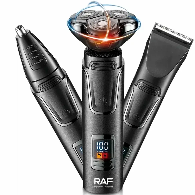 Аккумуляторная электробритва триммер 3в1 5 Вт USB черный RAF R.11203 для бритья стрижки и удаления волос в носу - изображение 3