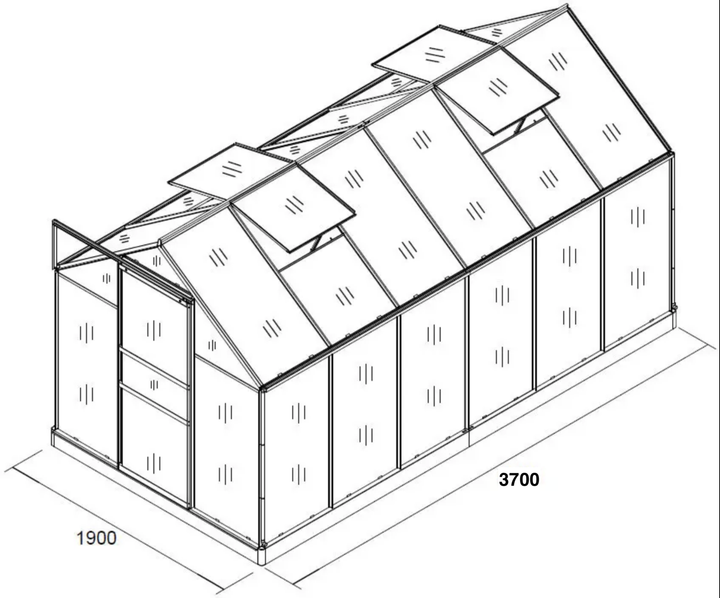 Теплица из поликарбоната двускатная 7,22 м² 3,7х1,9х1,95 м прозрачная с окнами Garden Line - Фото 8 Теплица из поликарбоната двускатная 7,22 м² 3,7х1,9х1,95 м прозрачная с окнами Garden Line - изображение 8