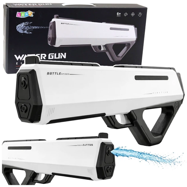 Elektryczny pistolet na wodę LEAN Toys Battle Pro 400 ml Biały 763905 (5905991092285) - obraz 4