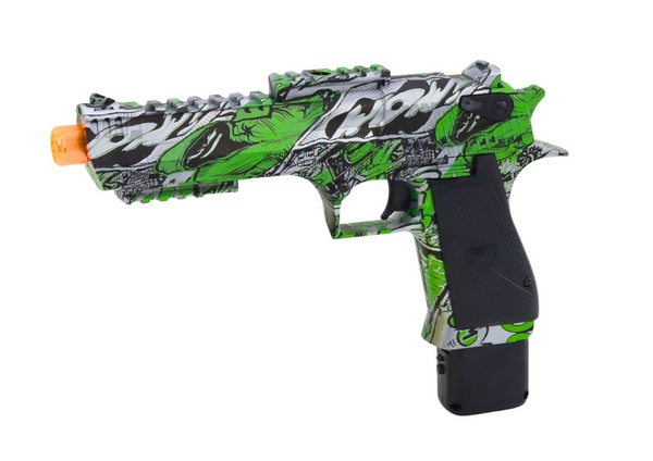 Pistolet elektryczny LEAN Toys 2w1 na kulki wodne i strzałki z przyssawkami Zielone graffiti 550958 (5905515352109) - obraz 2