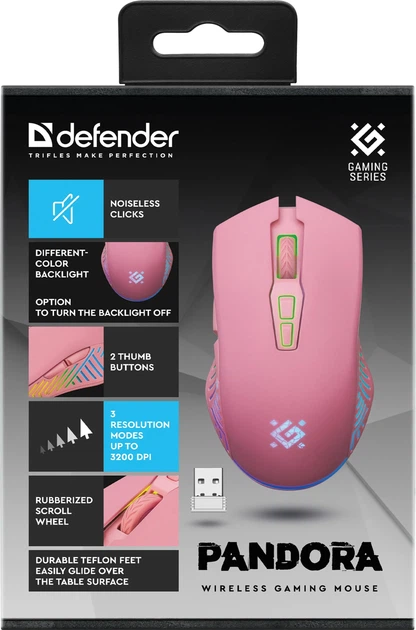 Миша Defender Pandora GM-502 Wireless Pink (4745090822724) - зображення 2