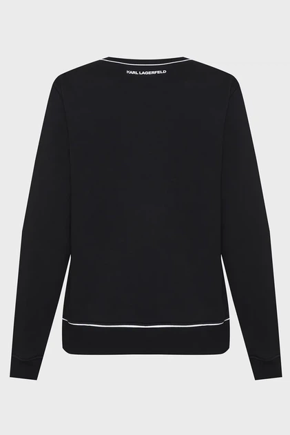Жіночий чорний світшот LOGO PIPING Karl Lagerfeld XL A2W20066 - изображение 2