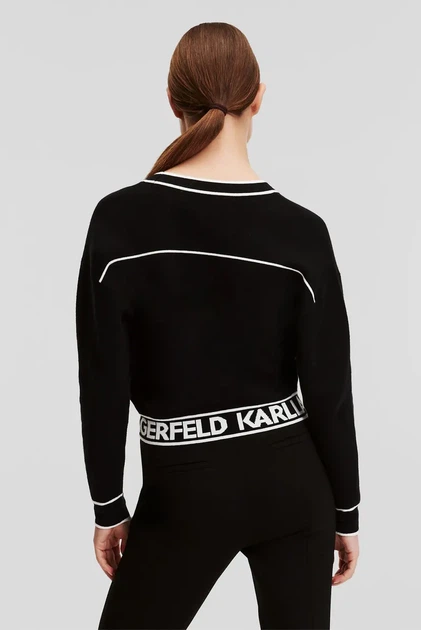 Жіночий чорний кардиган SHORT LOGO CARDIGAN Karl Lagerfeld M 231W2011 - зображення 2