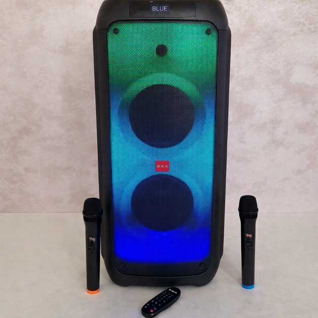 Портативная колонка ZXX Bluetooth с 2 микрофонами караоке USB SD TF FM LED подсветка акустическая система - изображение 3