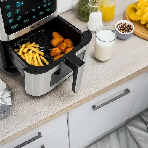 Аэрофритюрница без масла RUHHY 25512 XXL 8 л — Air Fryer, 10 программ, сенсорное управление, антипригарная чаша - изображение 2