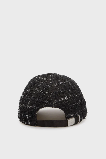 Жіноча чорна твідова кепка BOUCLE Karl Lagerfeld OS 240W3414 - изображение 3