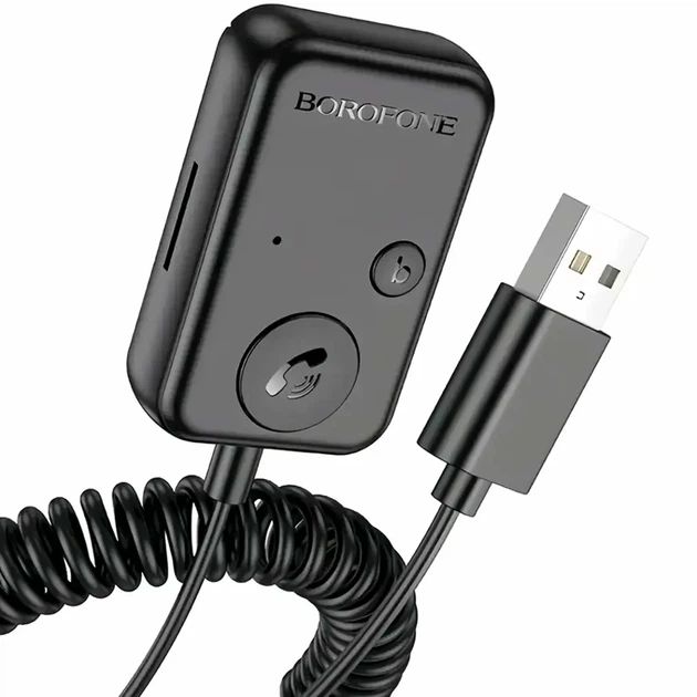 FM модулятор Borofone BC49 Bluetooth 5.3 USB AUX підтримка microSD чорний для автомобіля - зображення 3