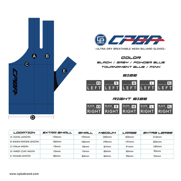 Перчатка бильярдная CPBA mesh, чорная XL - изображение 3