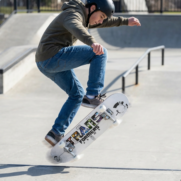 Скейтборд дерев'яний SP-Sport Skateboard Transformers 8413-3 розмір 78х20см White-Black - зображення 6